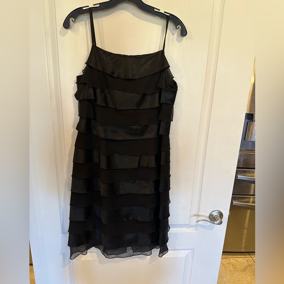 adrianna Dresses & Skirts - Adrianna women’s black tiered ruffle 100% silk y2k spaghetti strap dress sz 10